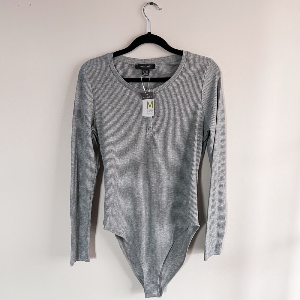 Primark Gray Long Sleeve Bodysuit NWT M